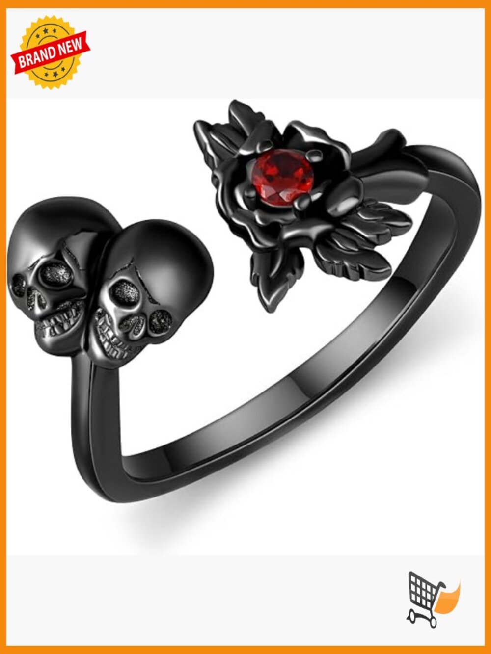 Sterling Silver Gothic Skull Ring Adjustable